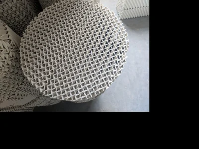 天然气加工萃取塔陶瓷规整波纹填料700X 稳定运行